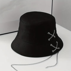 Solid Cotton Bucket Hat Colorful Ribbon Decor Fisherman Cap