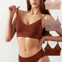 3pcs Ribbed Wireless Bras Comfortable Breathable Bralettes Women's Lingerie