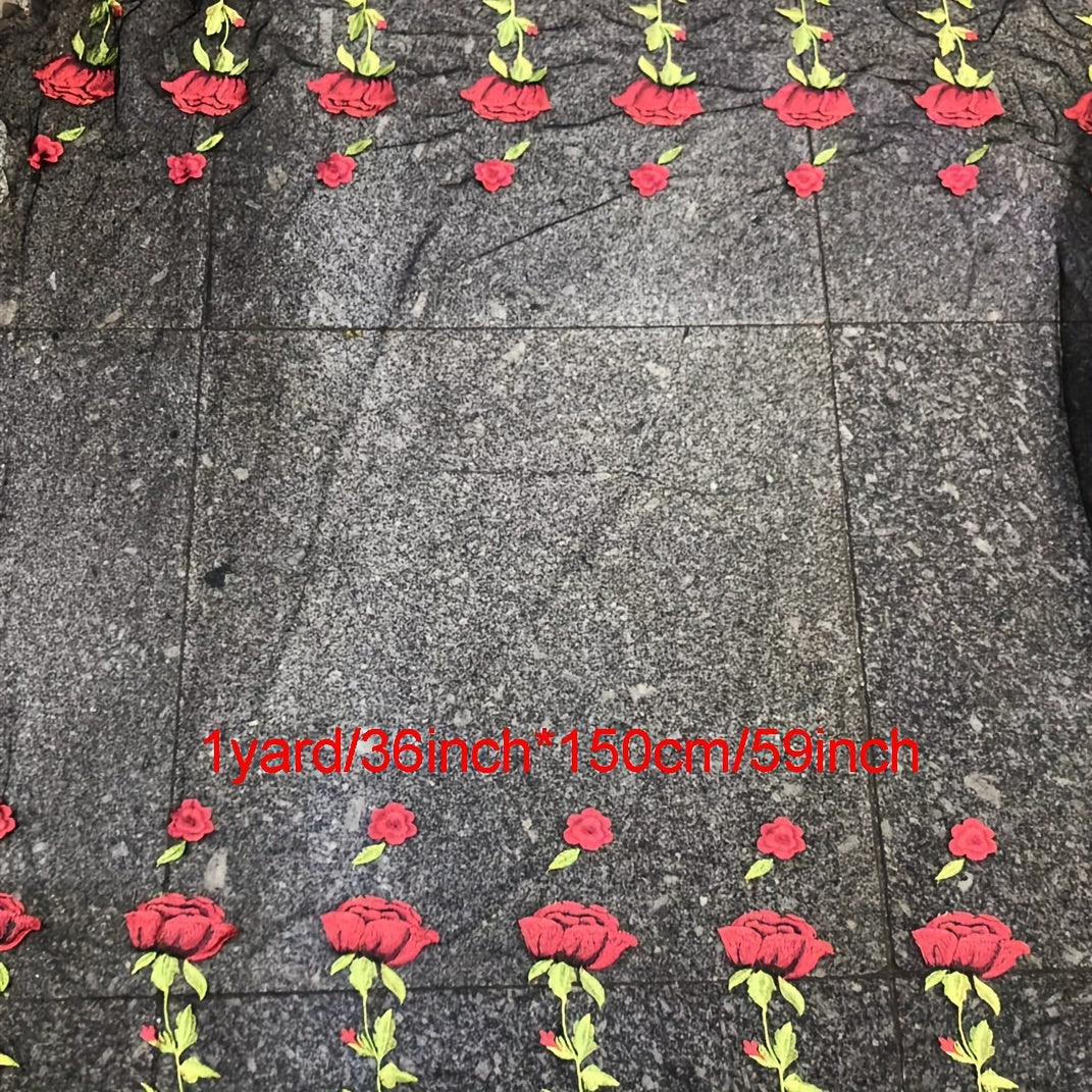 Rose Flower Embroidery Lace Fabric for Women's Dress