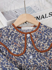 Girls Floral Cotton Long Sleeve Dress