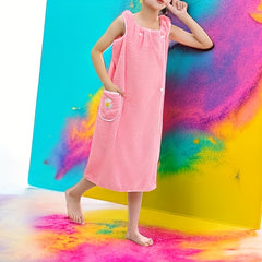 Flower Embroidered Bath Towel Wearable Bath Skirt