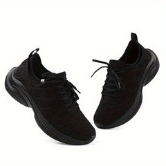Men's Knit Running Shoes Breathable Soft Sole Sneakers Lace Up Outdoor Jogging