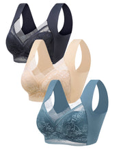 3pcs Lace Wireless Push Up Bras Comfy&Breathable