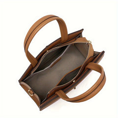 Brown Leather Satchel Handbag with Adjustable Strap