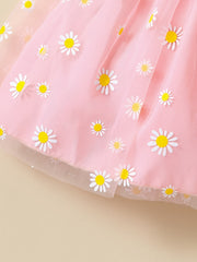 Baby Girls Daisy Graphic Print Thin Strap Mesh Dress Clothes For Summer