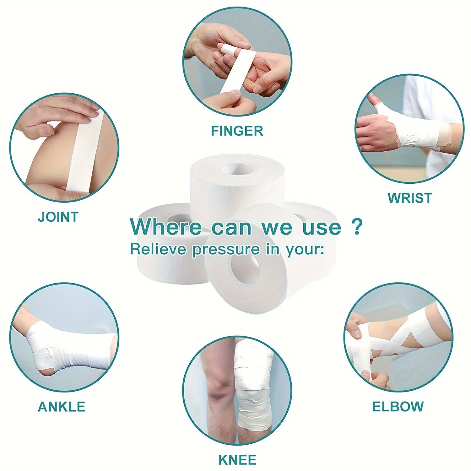 4pc Strong Adhesive Sports Tape Easy Tear Athletic Gymnastics Tape 1 96 196 8in