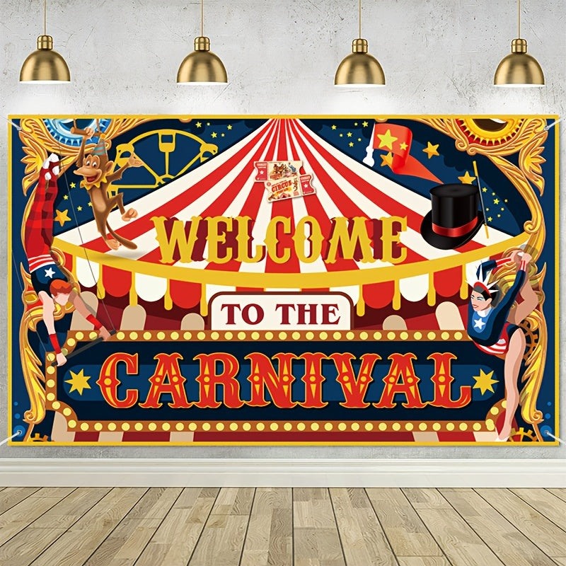 1pc Circus Decoration Welcome To The Carnival Banner Background