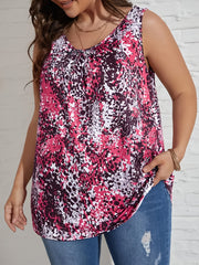 Abstract Print Drawstring Tank Top Sleeveless Top