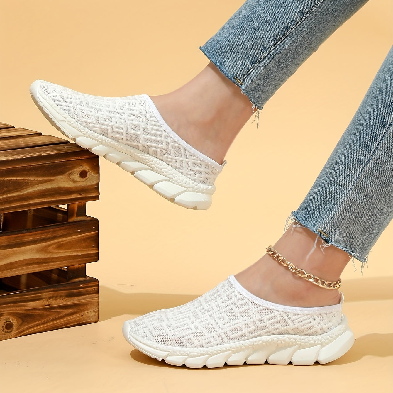 Women's Mesh Mule Sneakers Slip On Outdoor Shoes