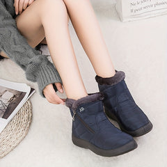 Solid Waterproof Boots Velvet Warm Snow Fuzzy Shoes