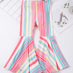 Girls Block Stripe Flare Leg Pants Spring Summer Clothes