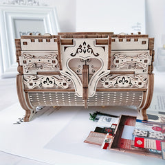 3D Wooden Puzzle Music Box Kit Antique Jewel Box DIY Home Decoration