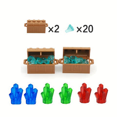 28pcs Building Blocks Set Doll Diamond Brick Toy Treasure Chest Golden Pocket