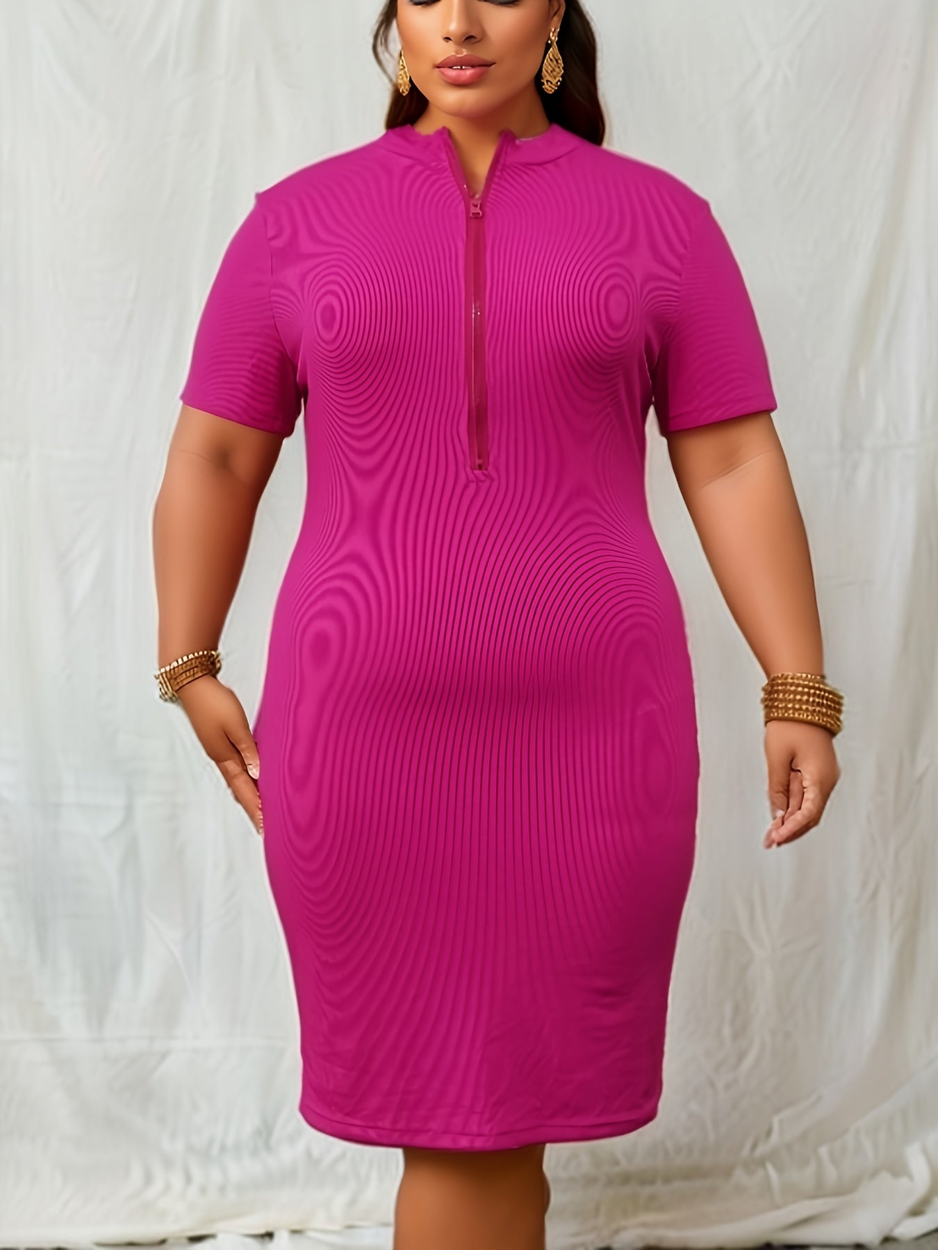 Y2K Mock Neck Ribbed Dress Slim Fit