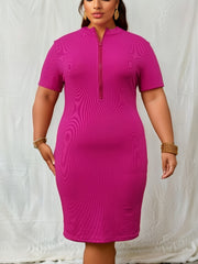 Y2K Mock Neck Ribbed Dress Slim Fit