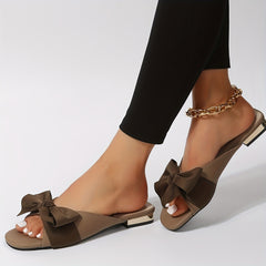 Women's Bowknot Slide Sandals Chunky Low Heel Shoes Lightweight Summer Shoes