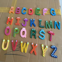 Colorful Cartoon Alphabet Magnetic Letters Wooden Fiber Board