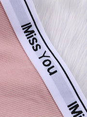 6pcs Letter Tape Ribbed Briefs Women's Lingerie