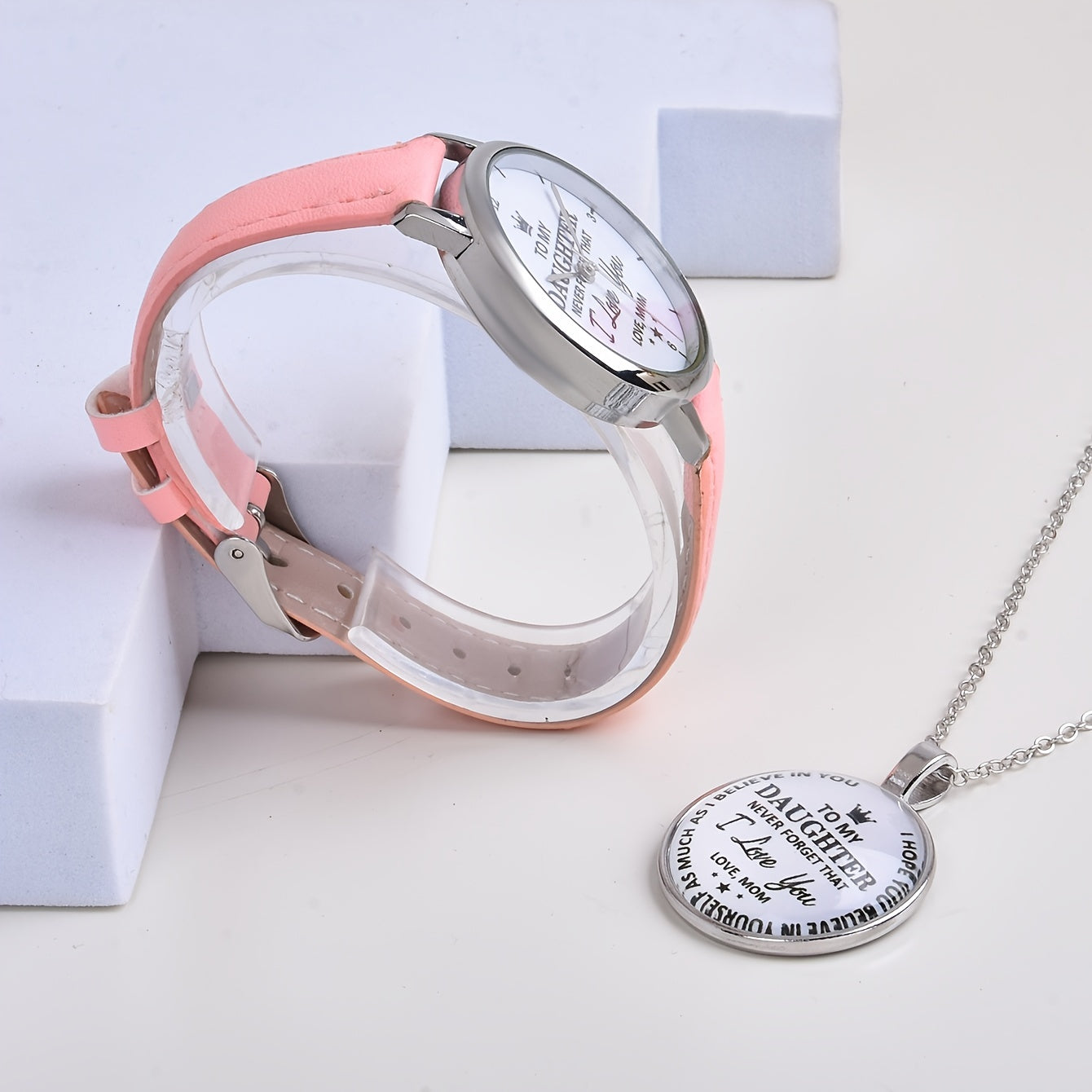 Casual Watch With To My Daughter To My Son Print & Pendant Gift