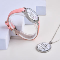 Casual Watch With To My Daughter To My Son Print & Pendant Gift