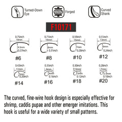 240pcs Fly Tying Hooks for Dry Wet Nymph Shrimp Barbed Curved Size 10 to 16