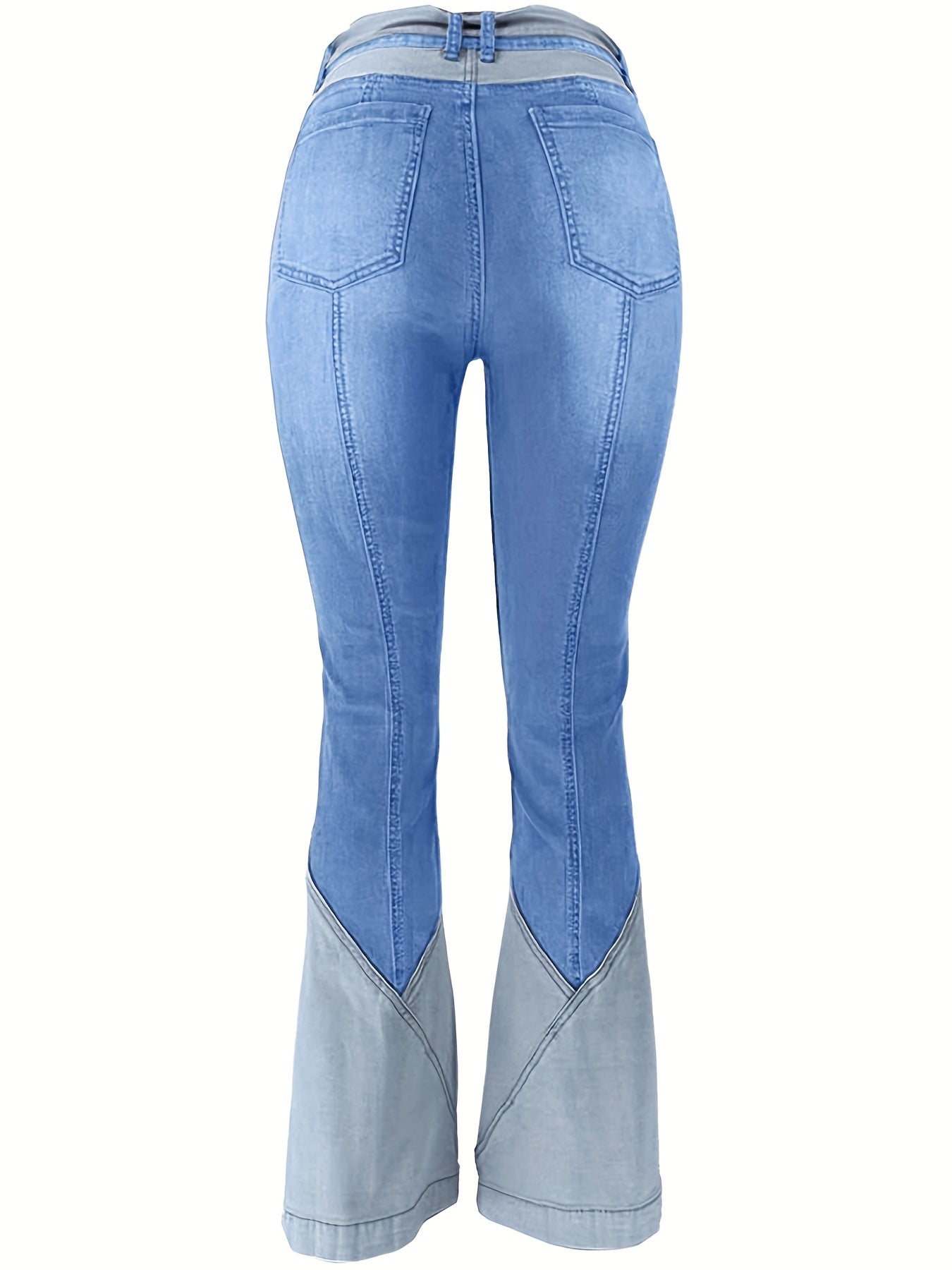 High Waist Flared Denim Jeans with Slash Pockets