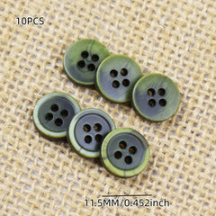 10PCS Resin Fancy Shirt Small Buttons Matte Stick Flower Washed Pattern 336