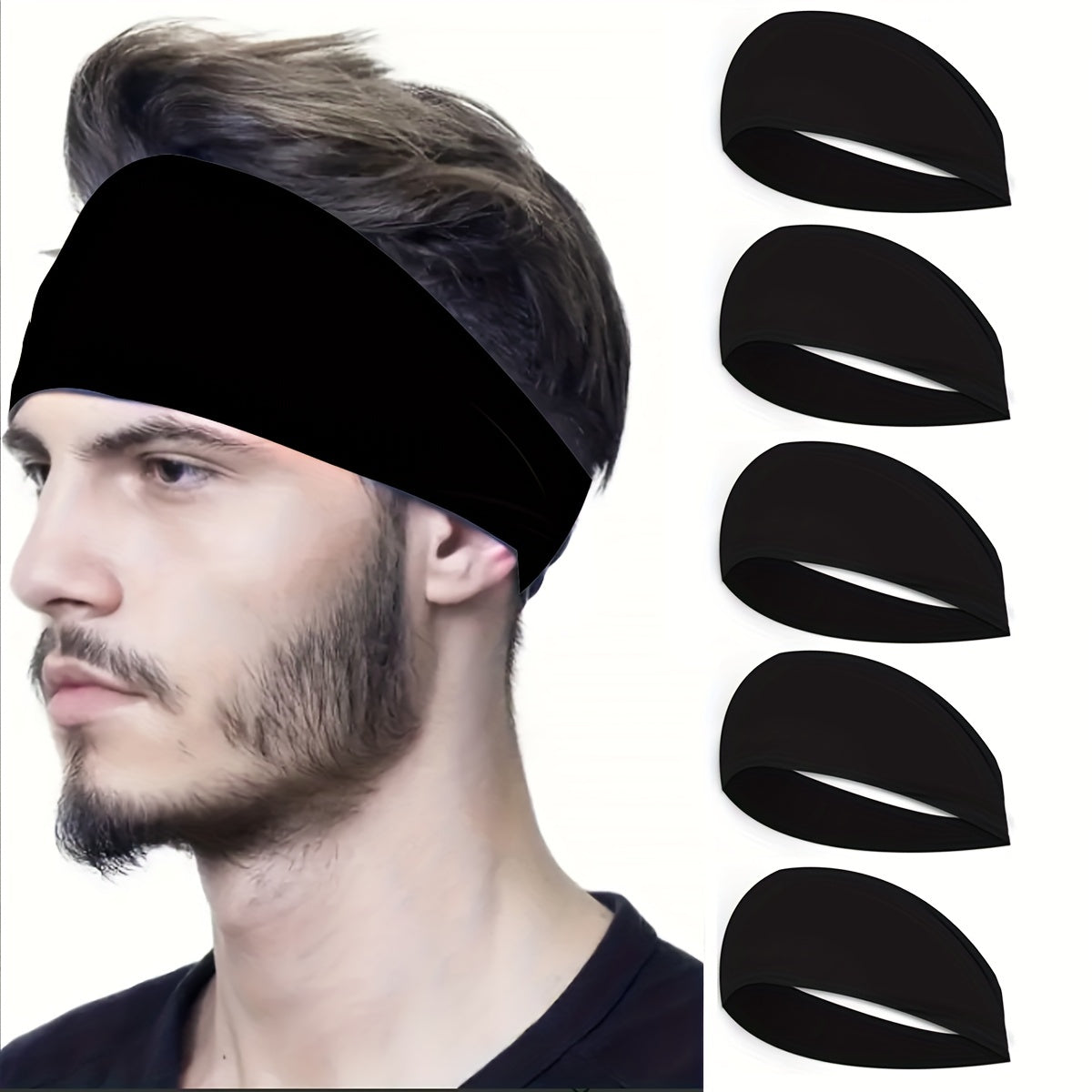 5pcs Men's Sports Headband Sweat Absorbent for Running Fitness Yoga