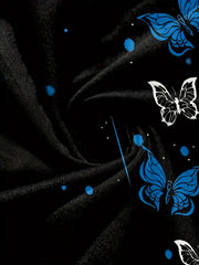 Rose Heart Butterfly Print Short Sleeve T-shirt Girls Summer Sports Clothes