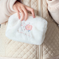 Embroidered Rabbit Cosmetic Bag Soft Plush Travel Makeup Pouch