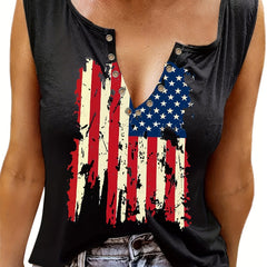 Print V Neck Tank Top for Women