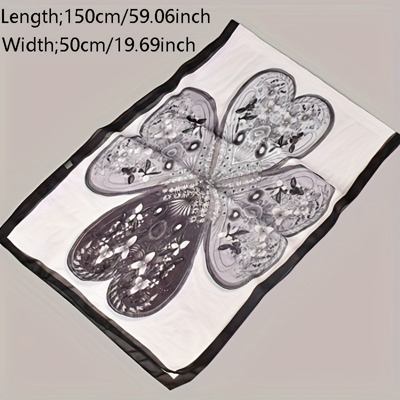 Geometric Flower Print Chiffon Scarf Thin Windproof Shawl