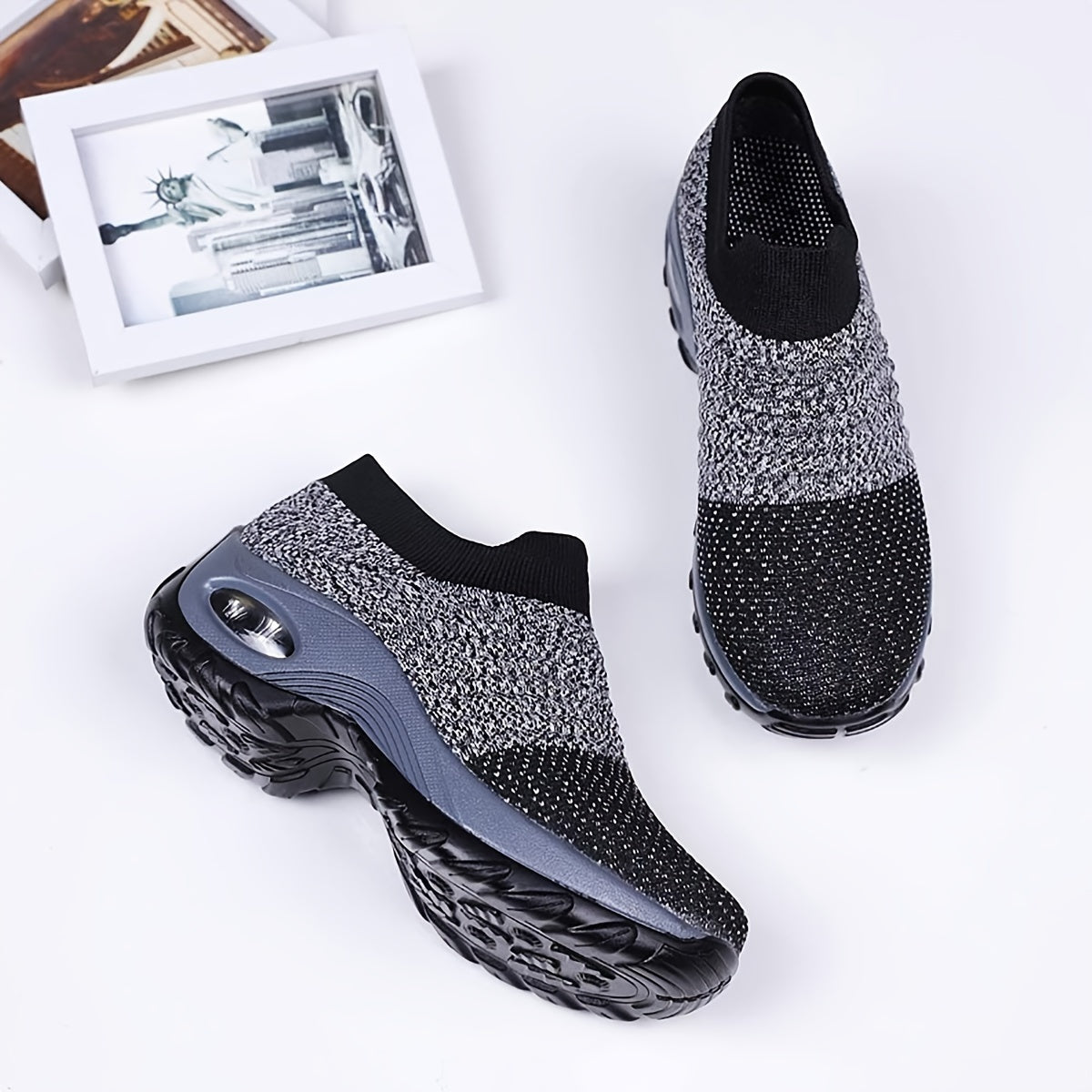 Women's Air Cushion Chunky Sneakers Lightweight Mesh Low Top Shoes
