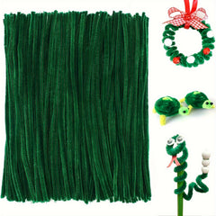 300pcs Dark Green Pipe Cleaner Craft Chenille Rod Christmas DIY Craft