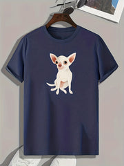 Chiwawa Print Men's Comfy T-shirt for Outdoor Summer