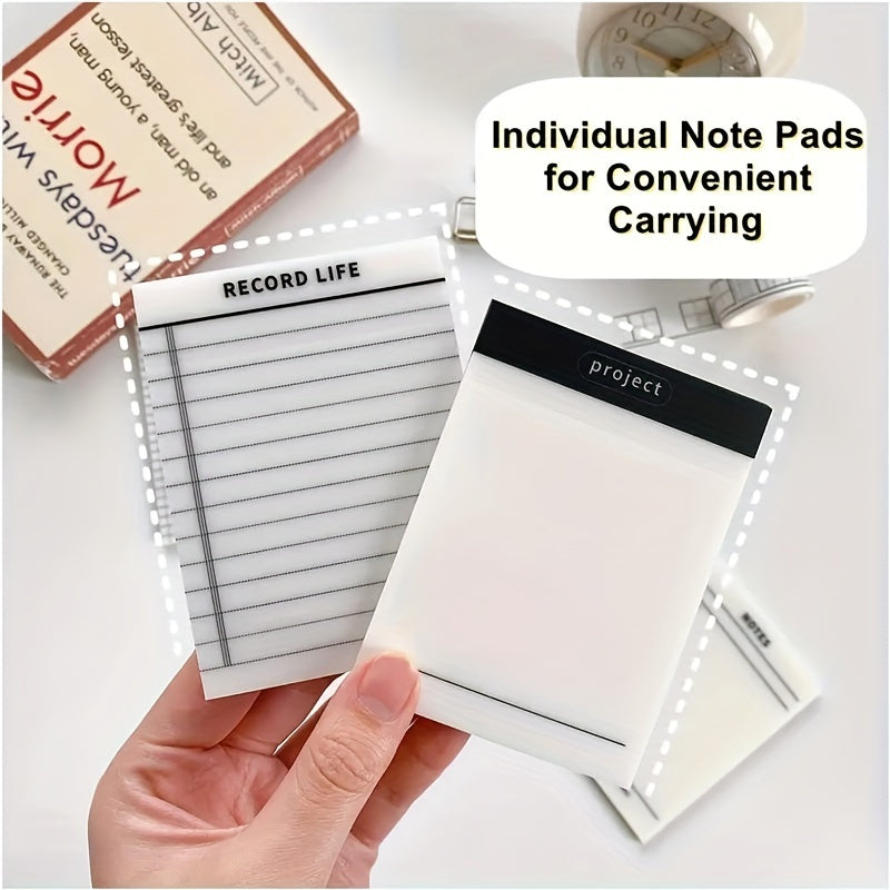 50 Sheets Transparent Sticky Notes Lined & Grid Clear Memo Pads Self Adhesive