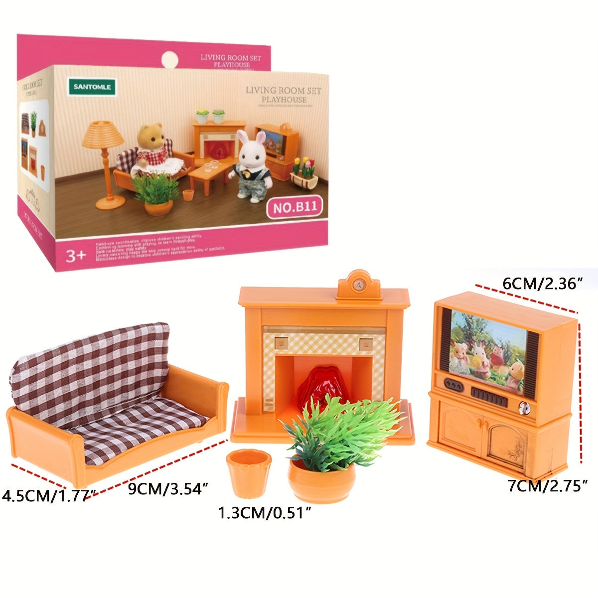 Forest Animal Family Doll House Furniture Mini Toy Set