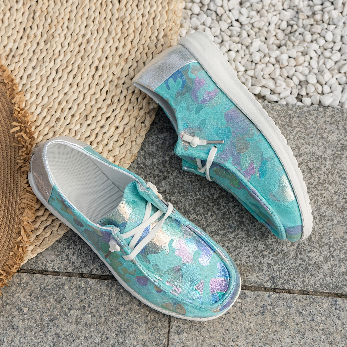Casual Colorful Graffiti Slip On Low Top Loafer Shoes for Girls