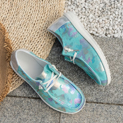 Casual Colorful Graffiti Slip On Low Top Loafer Shoes for Girls