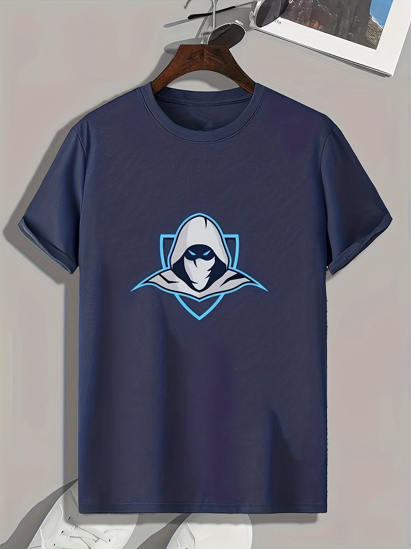 Cartoon Print Men's Tee Masked Casual Graphic T-shirt for Summer