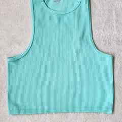 Ribbed Sports Yoga Tank Top Racerback Sleeveless Crop Top