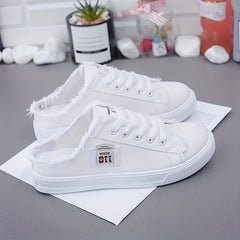 Women's Canvas Platform Slippers Lace Up Breathable Shoes