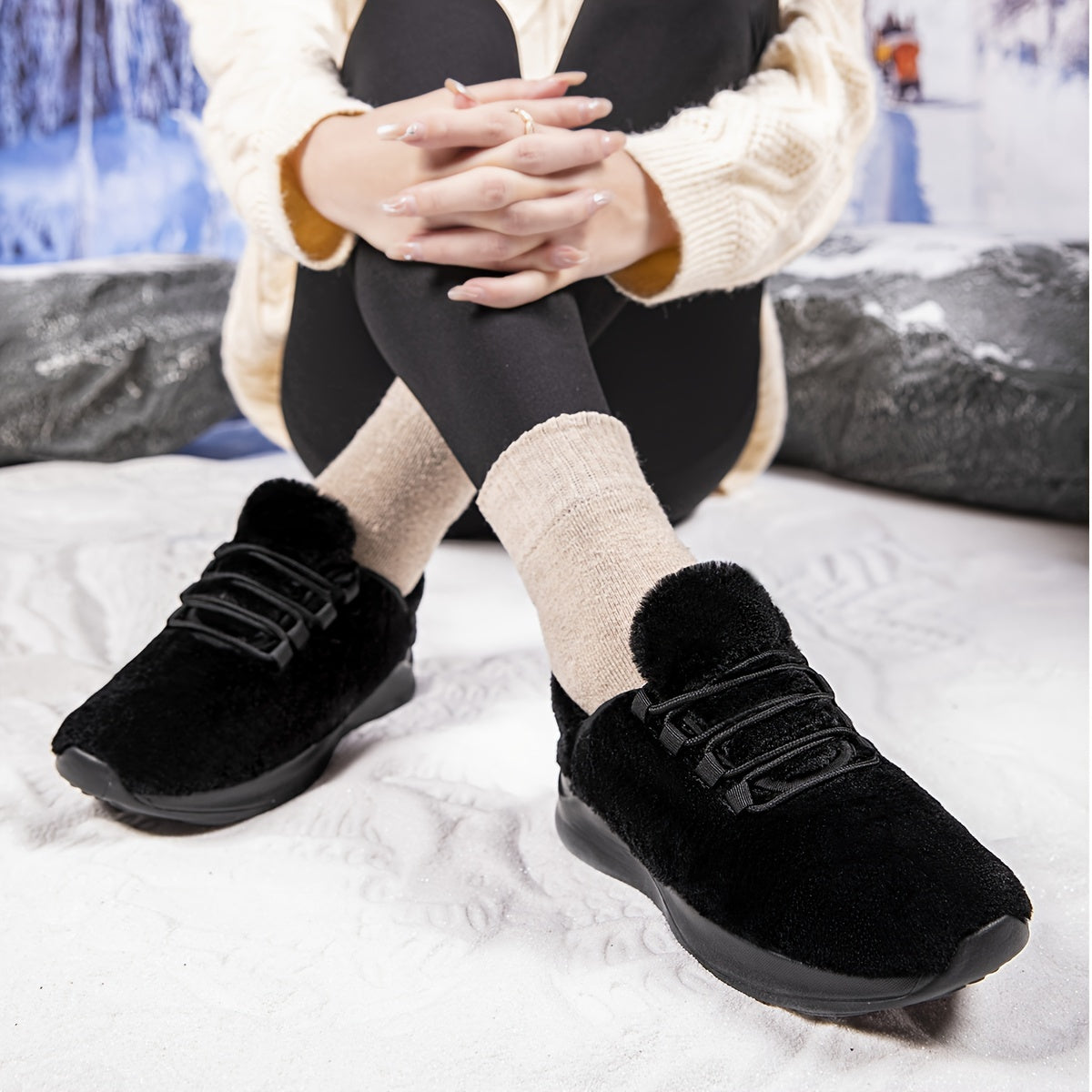 Plush Lined Fuzzy Soft Comfortable Running Shoes