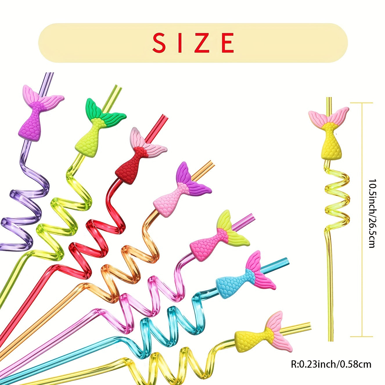 21pcs Mermaid Tail Straws + 2 Cleaning Brushes