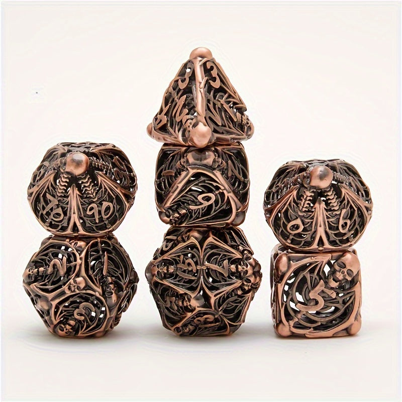 7pcs Hollow Metal Skull Dice Set for RPG Board Games