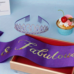 Birthday Crown Headwear Set with Party Shoulder Belt