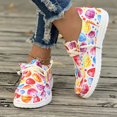 Colorful Pattern Flat Skate Shoes Lightweight Sneakers