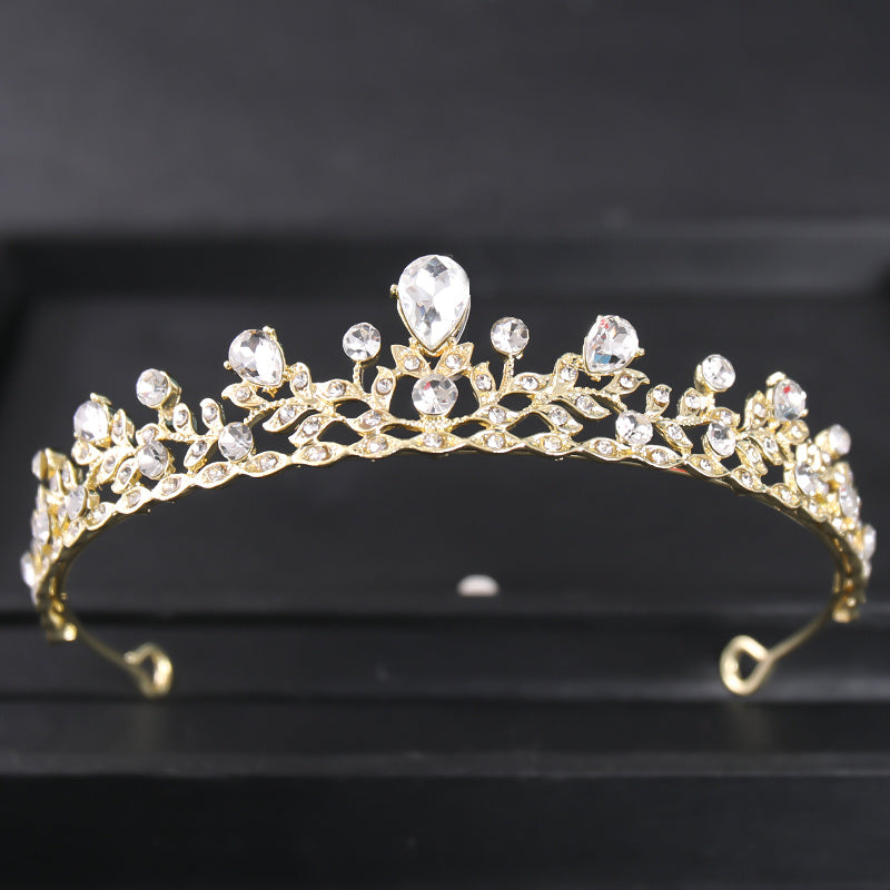 Rose Golden Crystal Crown Tiara Hair Accessories