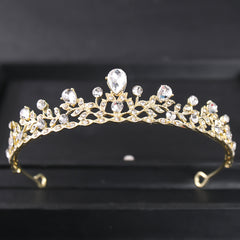 Rose Golden Crystal Crown Tiara Hair Accessories