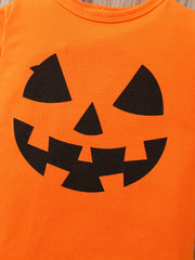 2pc Toddler Pumpkin Pajamas Set Long Sleeve Top & Pants Halloween Style Loungewe